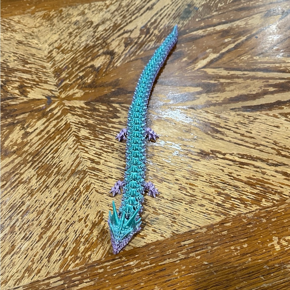 3-D printed Purple and Teal Dragon Figurine - Picture 4 of 4